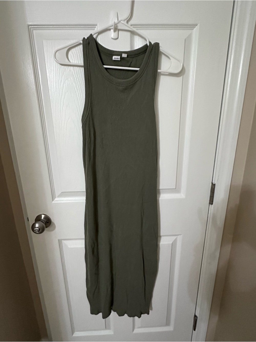 GAP Olive Green Sleeveless Maxi Ribbed Dress